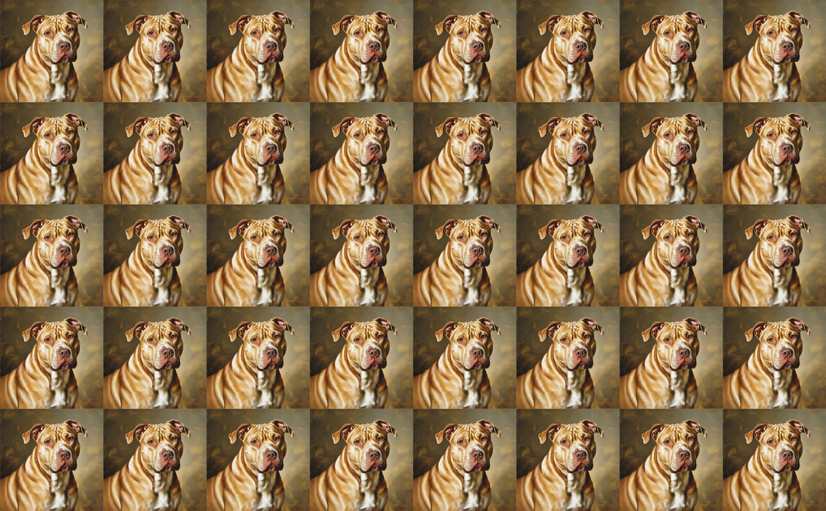 DecoCraft - Scenic Tiles Series - Oil Painting Pets - Pitbull - Tan