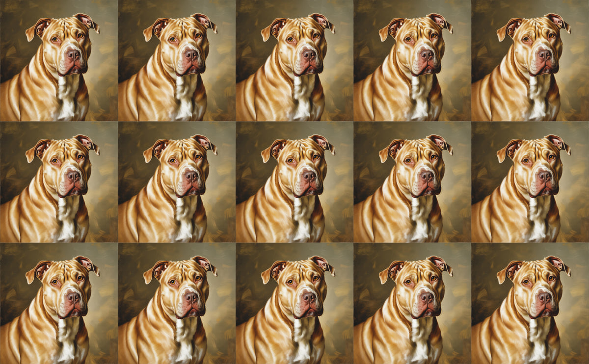 DecoCraft - Scenic Tiles Series - Oil Painting Pets - Pitbull - Tan