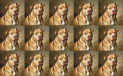 DecoCraft - Scenic Tiles Series - Oil Painting Pets - Pitbull - Tan