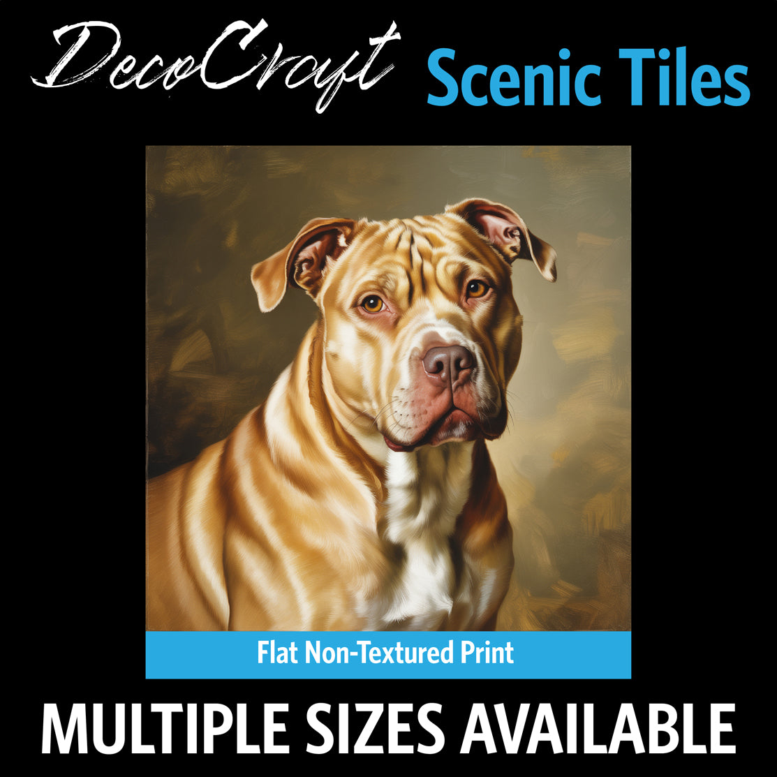 DecoCraft - Scenic Tiles Series - Oil Painting Pets - Pitbull - Tan