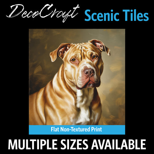 DecoCraft - Scenic Tiles Series - Oil Painting Pets - Pitbull - Tan