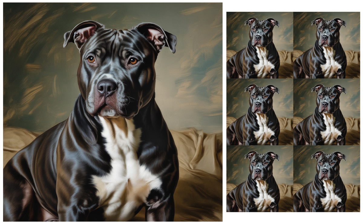 DecoCraft - Scenic Tiles Series - Oil Painting Pets - Pitbull - Black