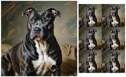 DecoCraft - Scenic Tiles Series - Oil Painting Pets - Pitbull - Black