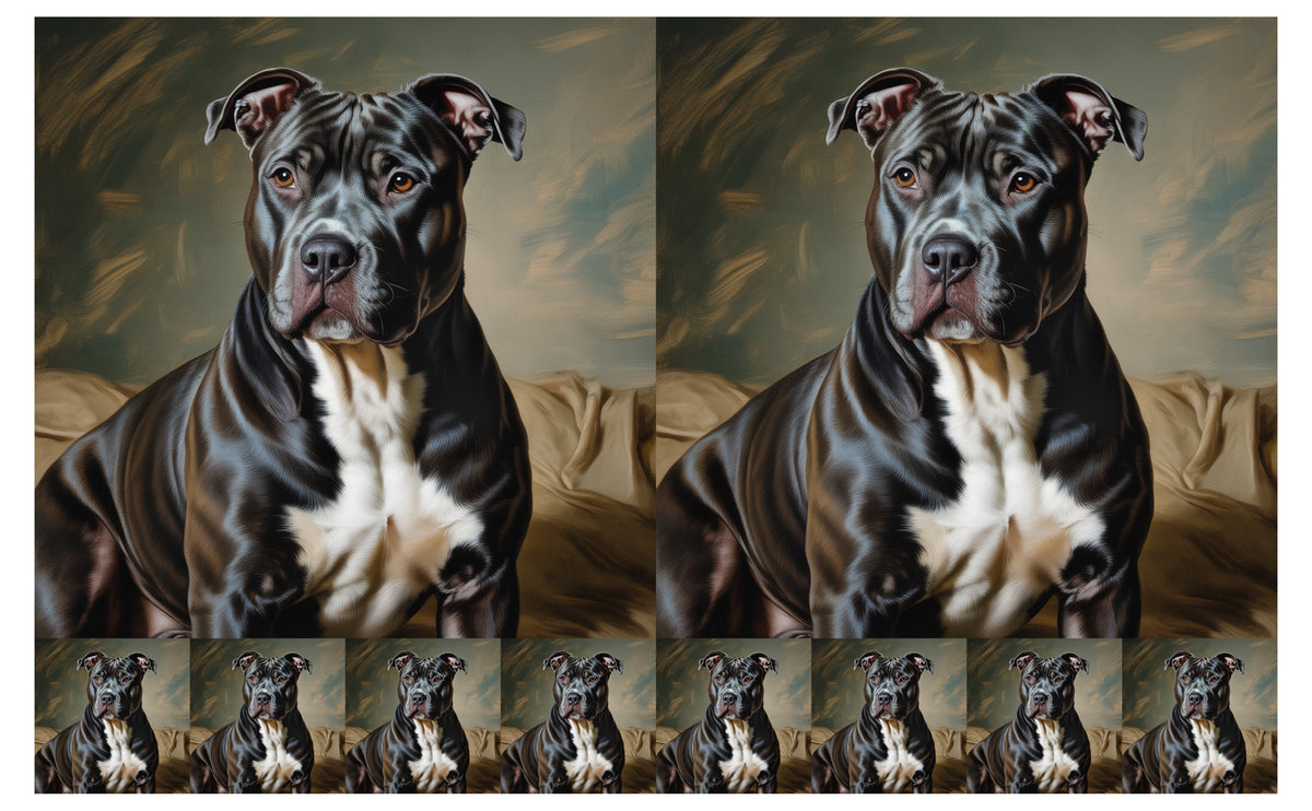 DecoCraft - Scenic Tiles Series - Oil Painting Pets - Pitbull - Black