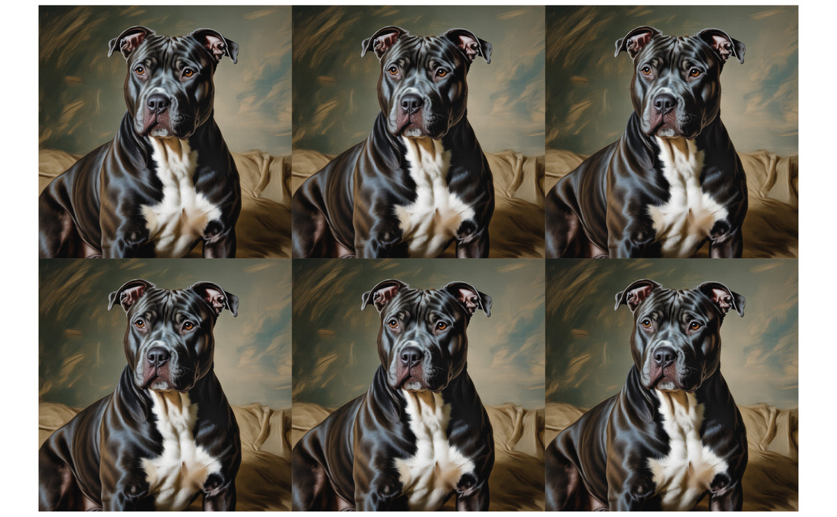 DecoCraft - Scenic Tiles Series - Oil Painting Pets - Pitbull - Black