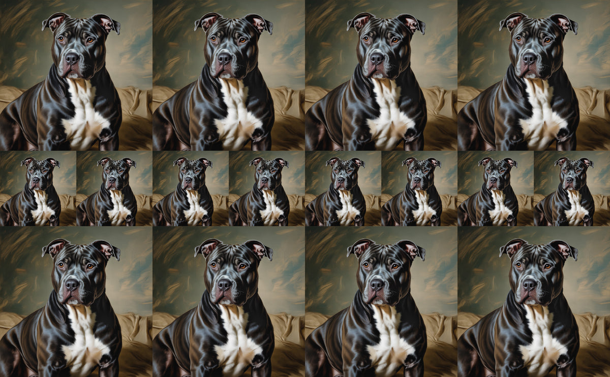 DecoCraft - Scenic Tiles Series - Oil Painting Pets - Pitbull - Black