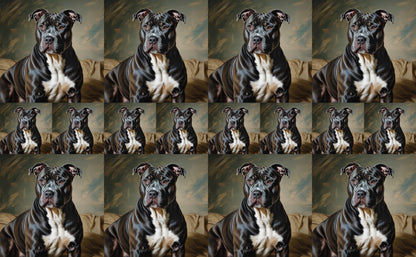 DecoCraft - Scenic Tiles Series - Oil Painting Pets - Pitbull - Black