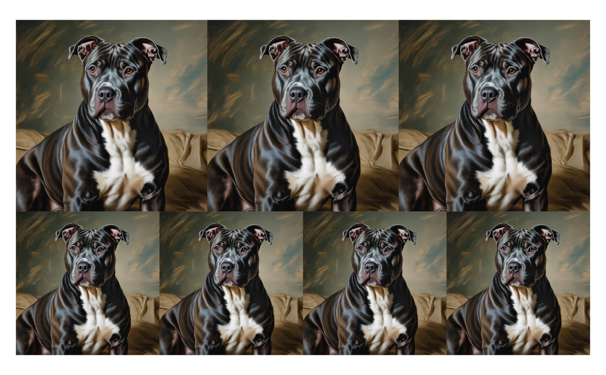 DecoCraft - Scenic Tiles Series - Oil Painting Pets - Pitbull - Black