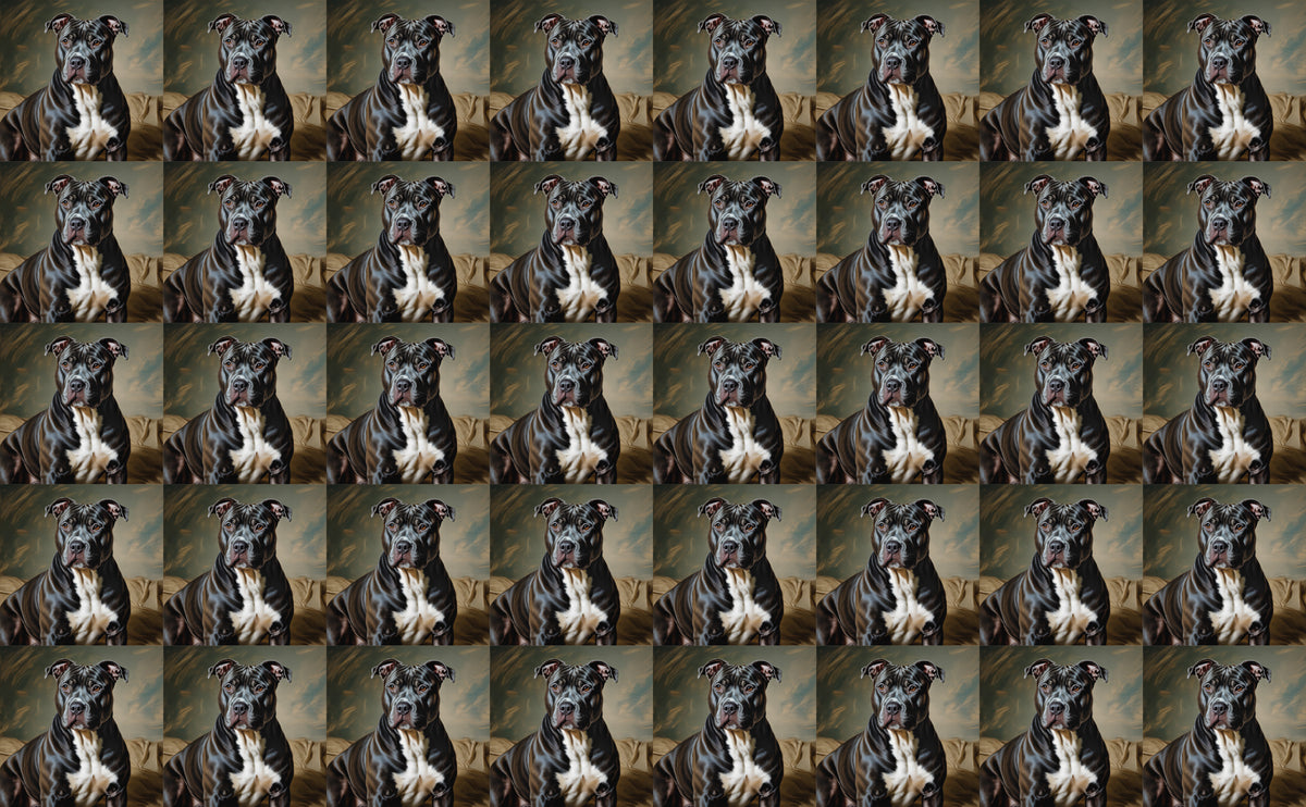 DecoCraft - Scenic Tiles Series - Oil Painting Pets - Pitbull - Black