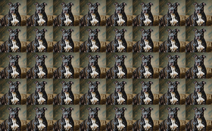 DecoCraft - Scenic Tiles Series - Oil Painting Pets - Pitbull - Black