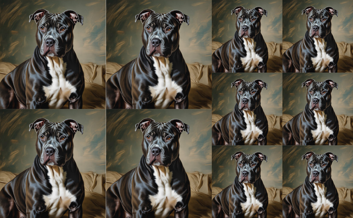 DecoCraft - Scenic Tiles Series - Oil Painting Pets - Pitbull - Black