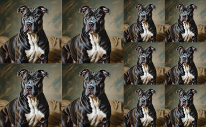 DecoCraft - Scenic Tiles Series - Oil Painting Pets - Pitbull - Black