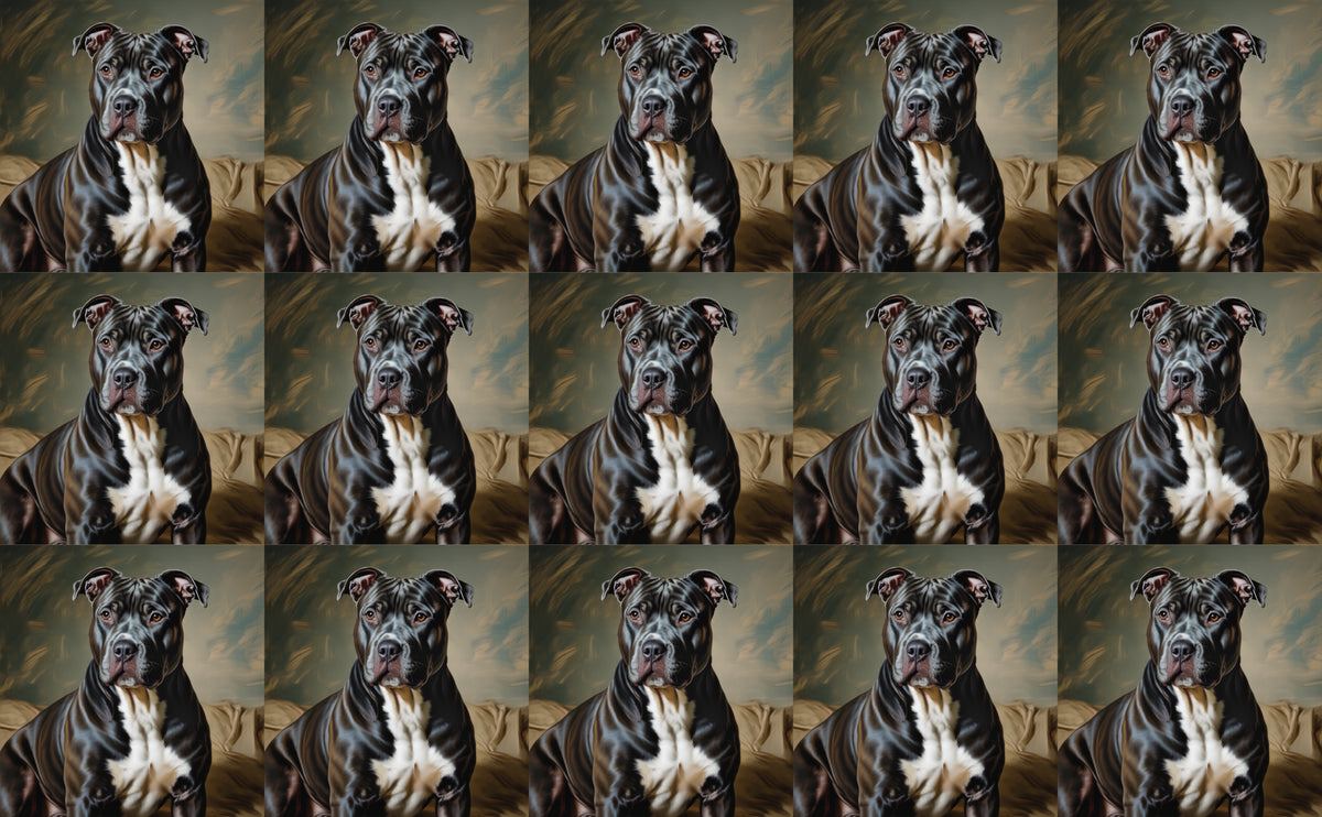 DecoCraft - Scenic Tiles Series - Oil Painting Pets - Pitbull - Black