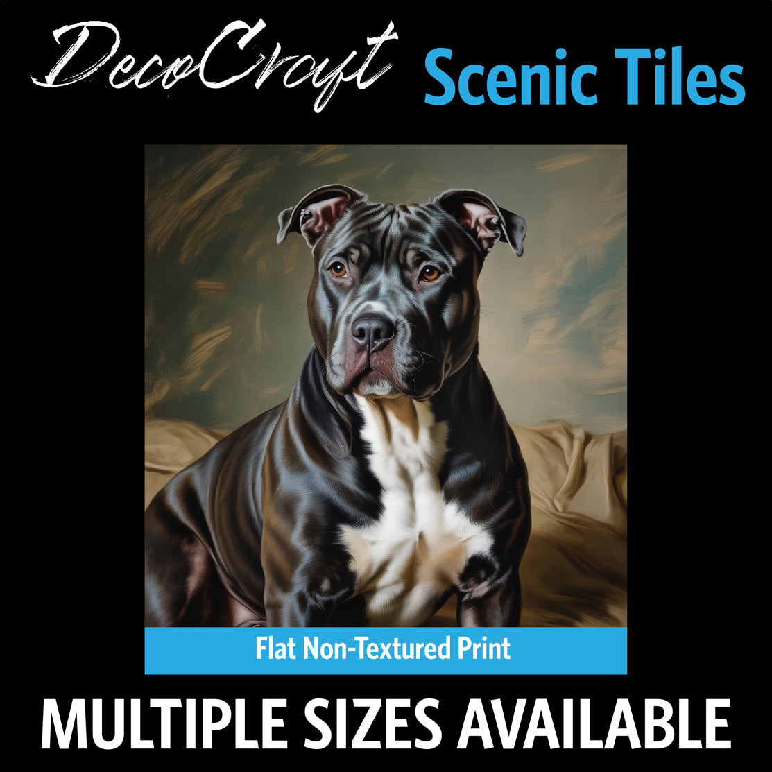 DecoCraft - Scenic Tiles Series - Oil Painting Pets - Pitbull - Black