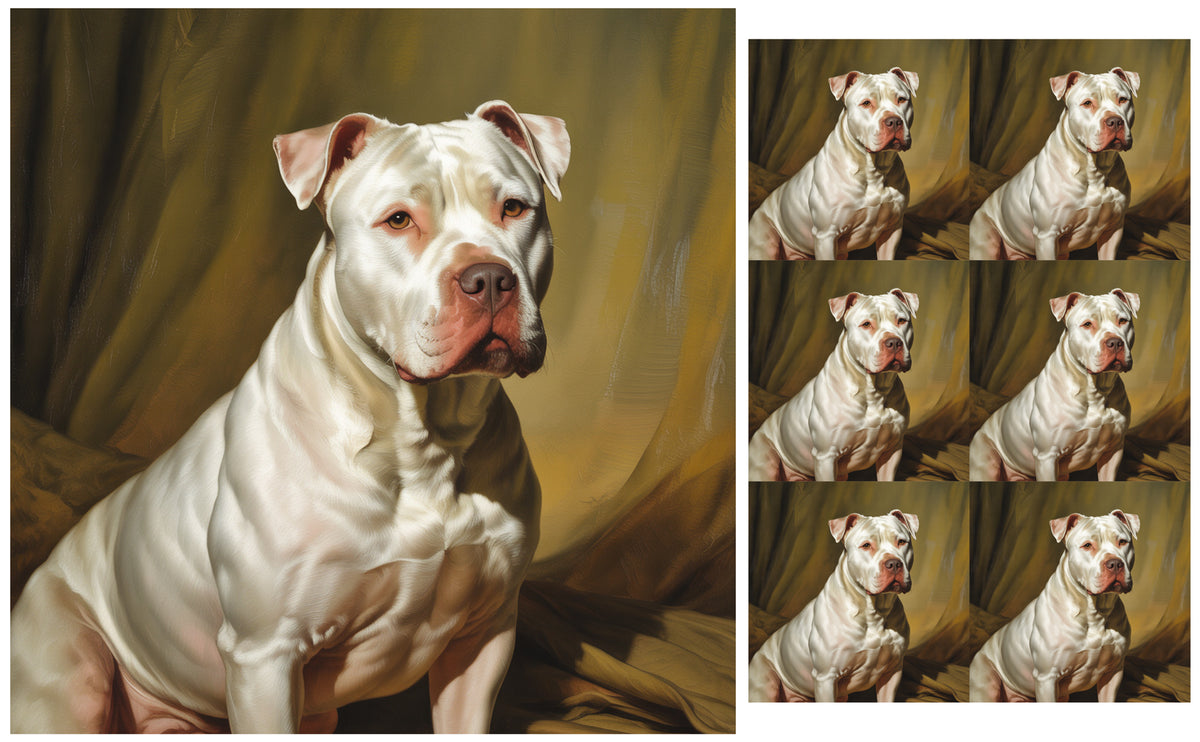 DecoCraft - Scenic Tiles Series - Oil Painting Pets - Pitbull - White