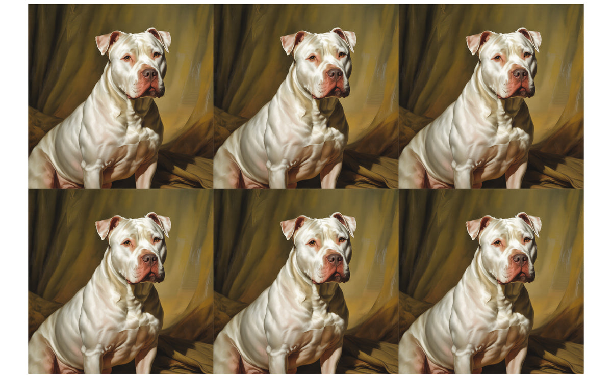 DecoCraft - Scenic Tiles Series - Oil Painting Pets - Pitbull - White