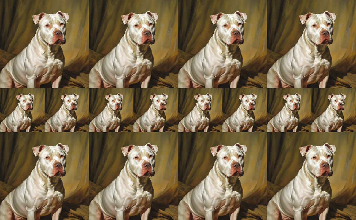 DecoCraft - Scenic Tiles Series - Oil Painting Pets - Pitbull - White