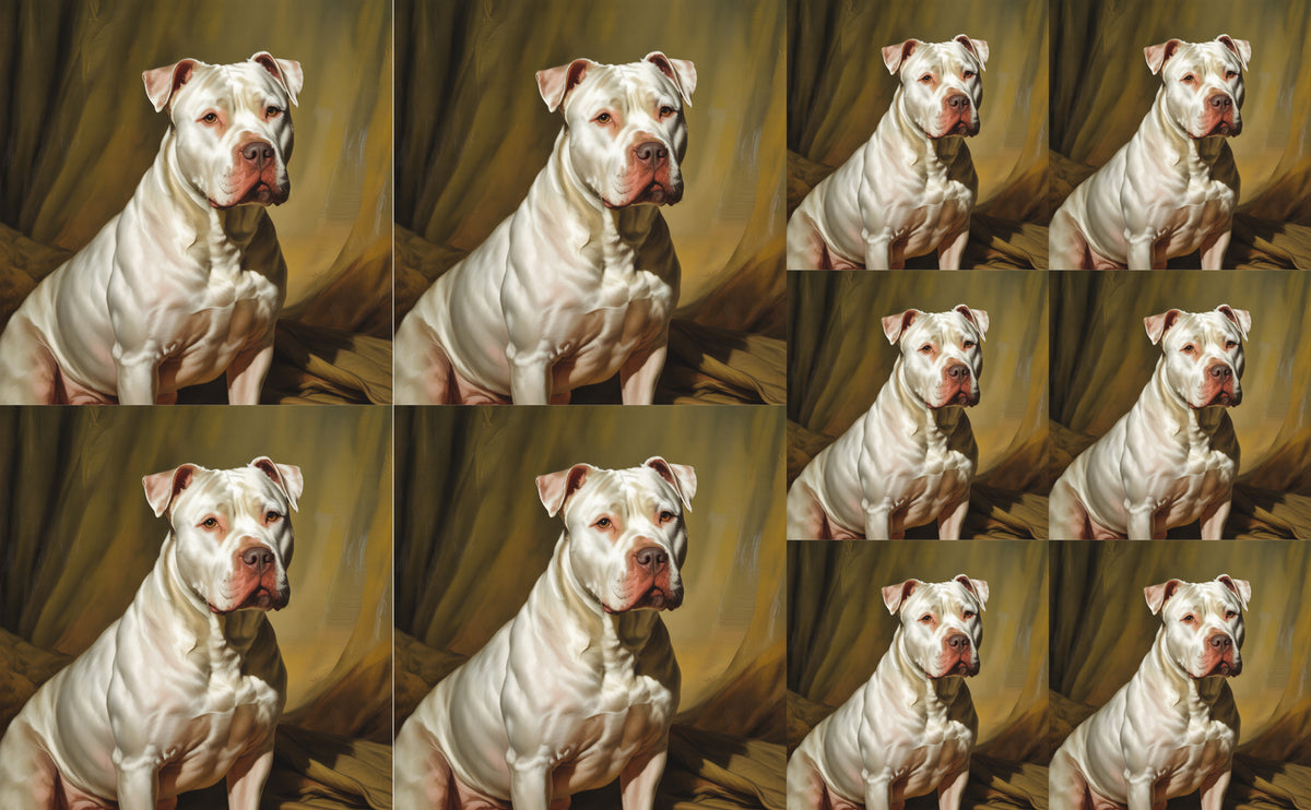 DecoCraft - Scenic Tiles Series - Oil Painting Pets - Pitbull - White