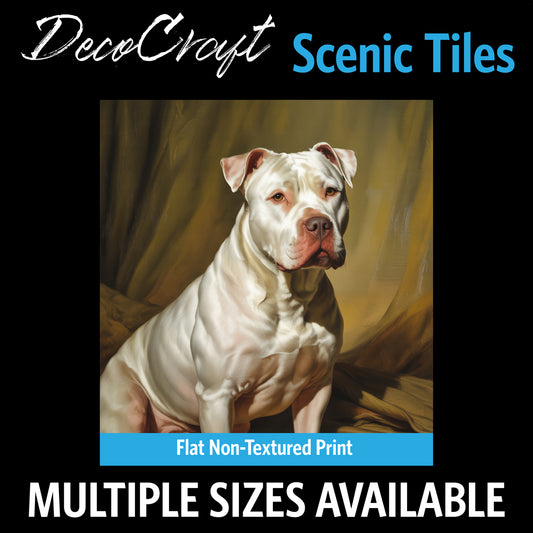 DecoCraft - Scenic Tiles Series - Oil Painting Pets - Pitbull - White