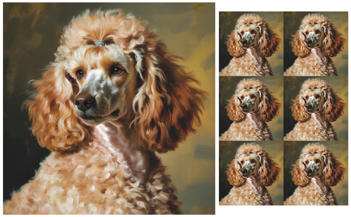 DecoCraft - Scenic Tiles Series - Oil Painting Pets - Poodle - Tan