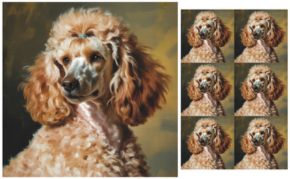 DecoCraft - Scenic Tiles Series - Oil Painting Pets - Poodle - Tan