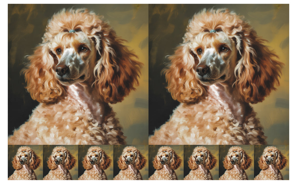 DecoCraft - Scenic Tiles Series - Oil Painting Pets - Poodle - Tan