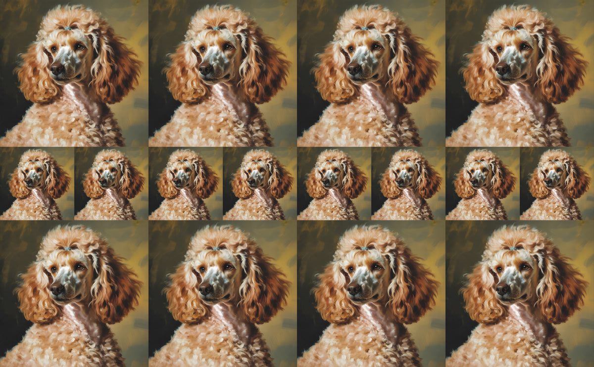 DecoCraft - Scenic Tiles Series - Oil Painting Pets - Poodle - Tan
