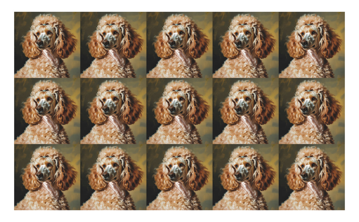 DecoCraft - Scenic Tiles Series - Oil Painting Pets - Poodle - Tan