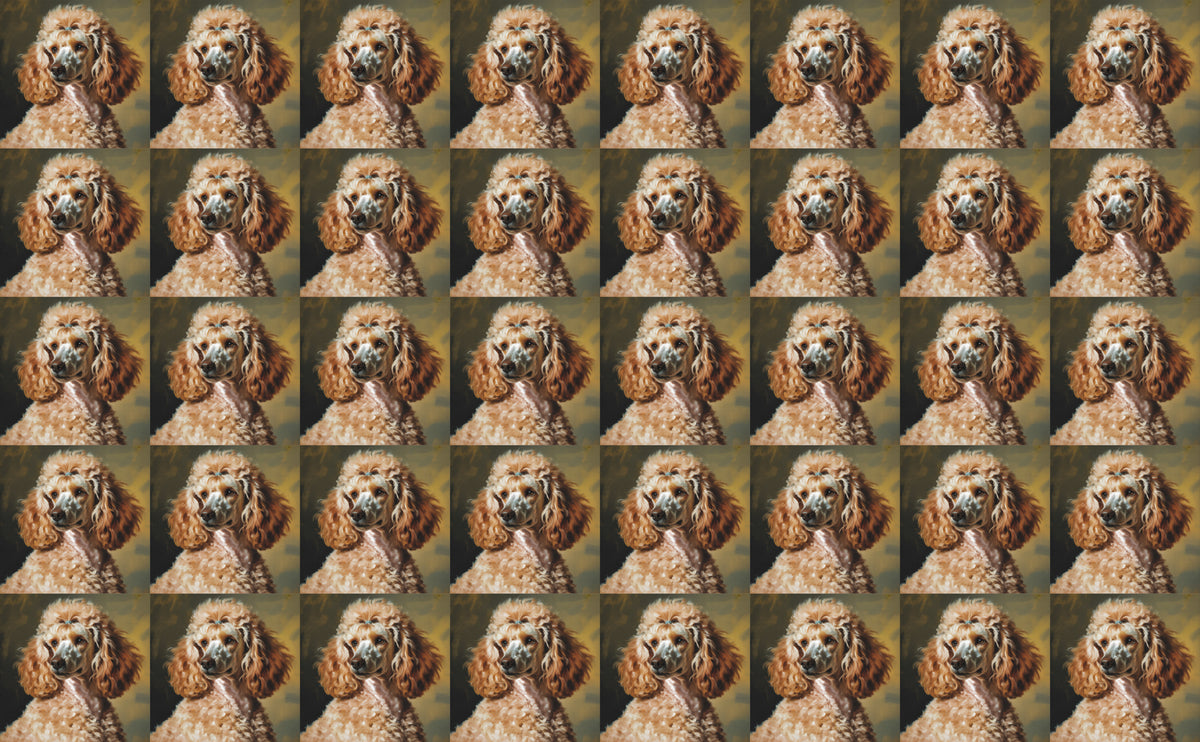 DecoCraft - Scenic Tiles Series - Oil Painting Pets - Poodle - Tan