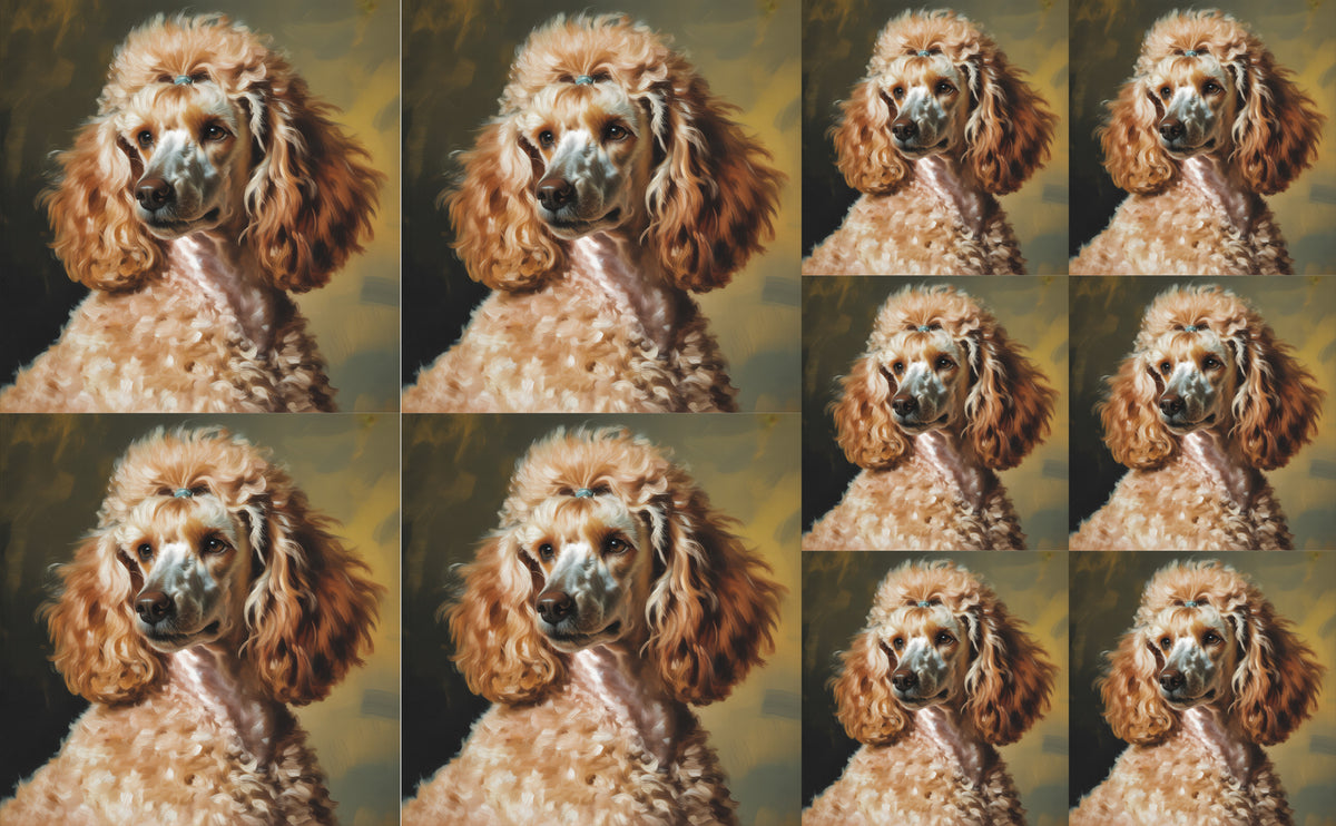 DecoCraft - Scenic Tiles Series - Oil Painting Pets - Poodle - Tan