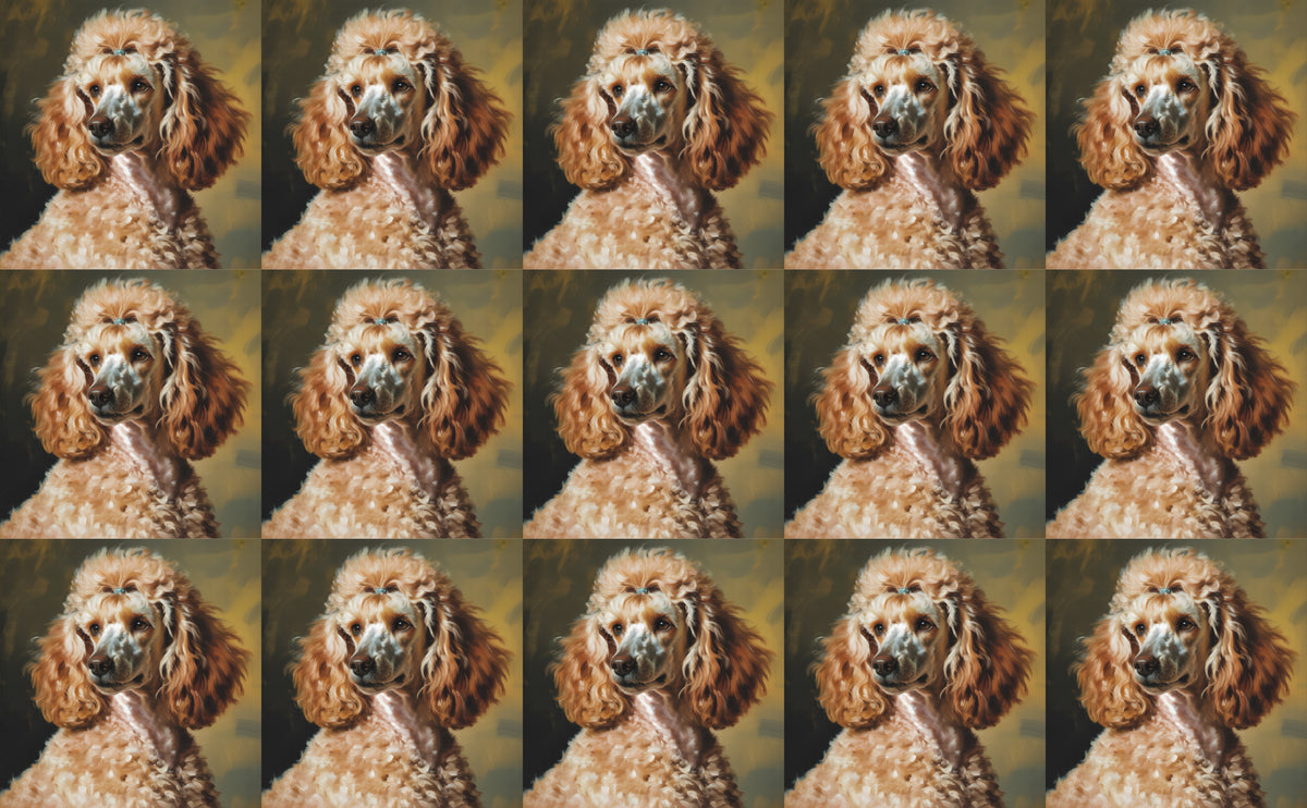 DecoCraft - Scenic Tiles Series - Oil Painting Pets - Poodle - Tan