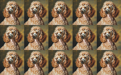 DecoCraft - Scenic Tiles Series - Oil Painting Pets - Poodle - Tan