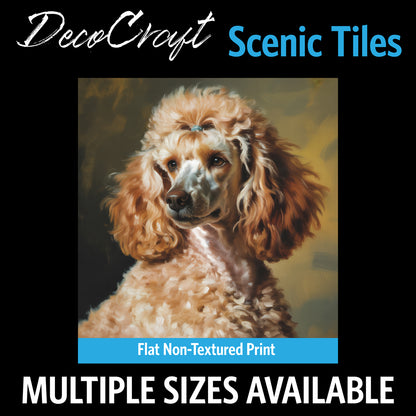 DecoCraft - Scenic Tiles Series - Oil Painting Pets - Poodle - Tan