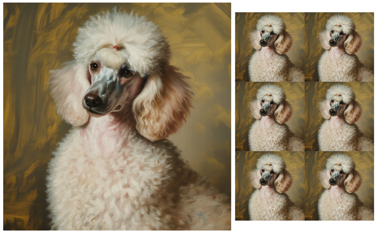 DecoCraft - Scenic Tiles Series - Oil Painting Pets - Poodle - White
