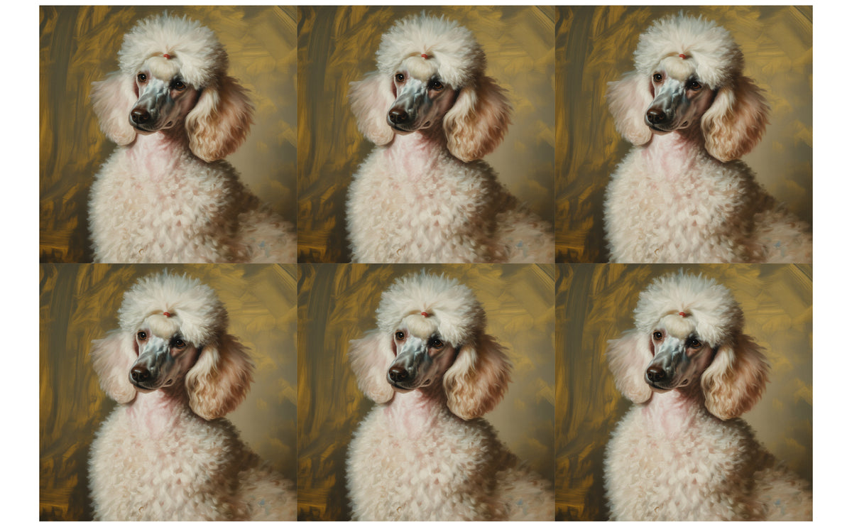 DecoCraft - Scenic Tiles Series - Oil Painting Pets - Poodle - White
