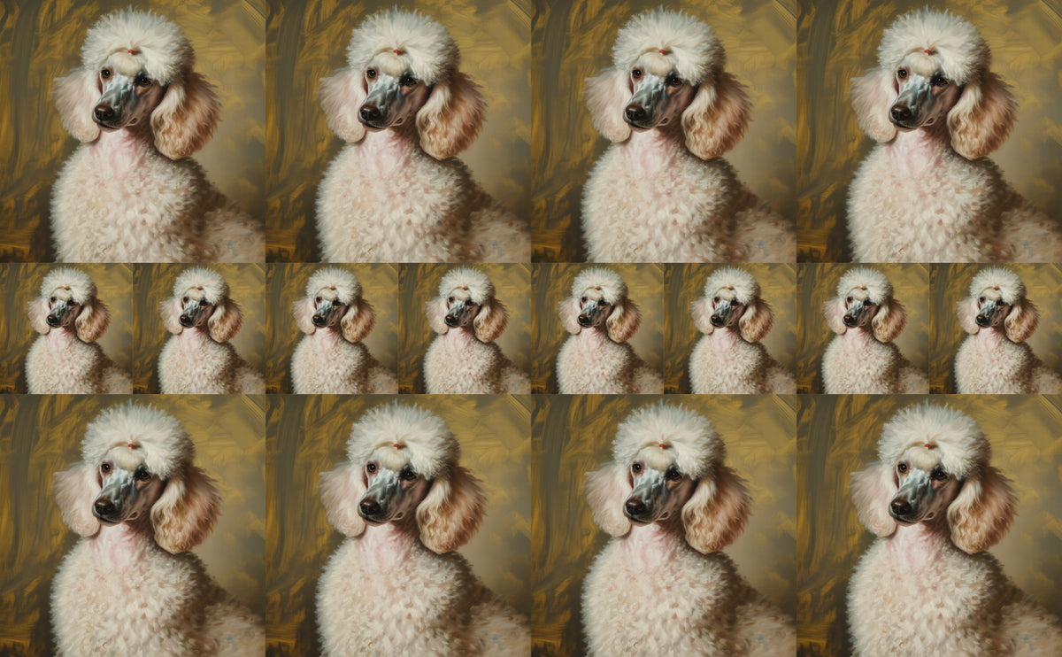 DecoCraft - Scenic Tiles Series - Oil Painting Pets - Poodle - White
