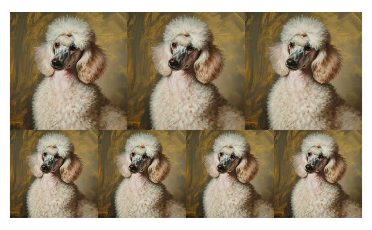 DecoCraft - Scenic Tiles Series - Oil Painting Pets - Poodle - White