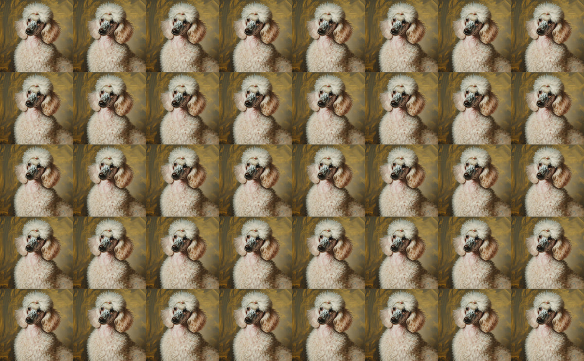 DecoCraft - Scenic Tiles Series - Oil Painting Pets - Poodle - White