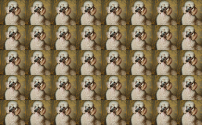 DecoCraft - Scenic Tiles Series - Oil Painting Pets - Poodle - White