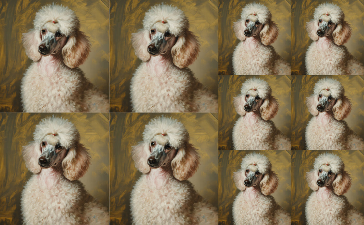 DecoCraft - Scenic Tiles Series - Oil Painting Pets - Poodle - White