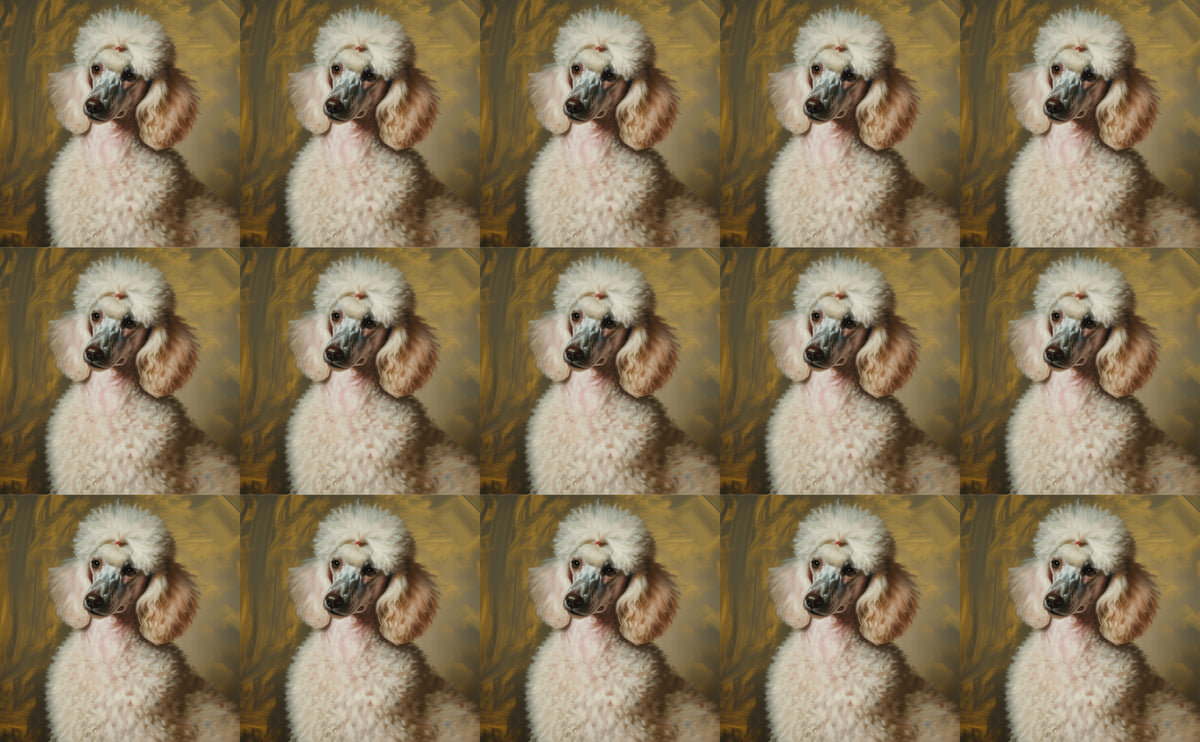 DecoCraft - Scenic Tiles Series - Oil Painting Pets - Poodle - White