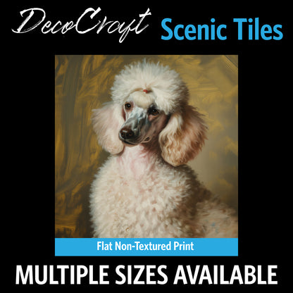 DecoCraft - Scenic Tiles Series - Oil Painting Pets - Poodle - White