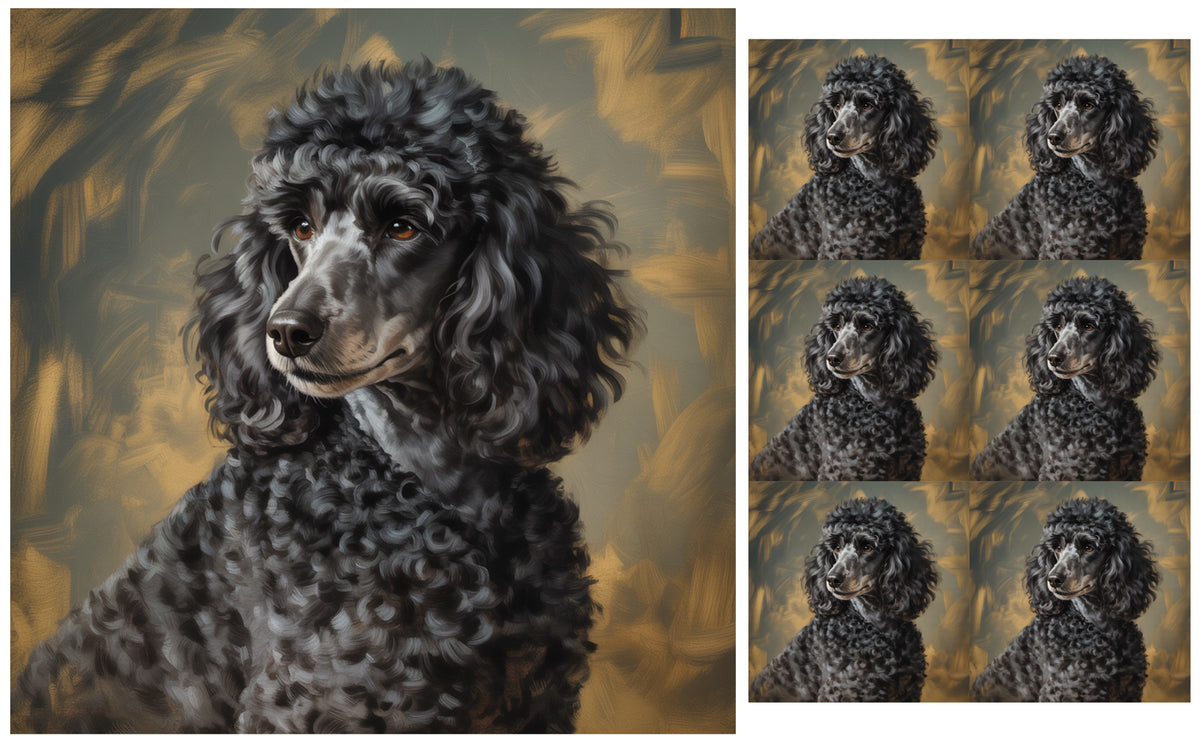DecoCraft - Scenic Tiles Series - Oil Painting Pets - Poodle - Black