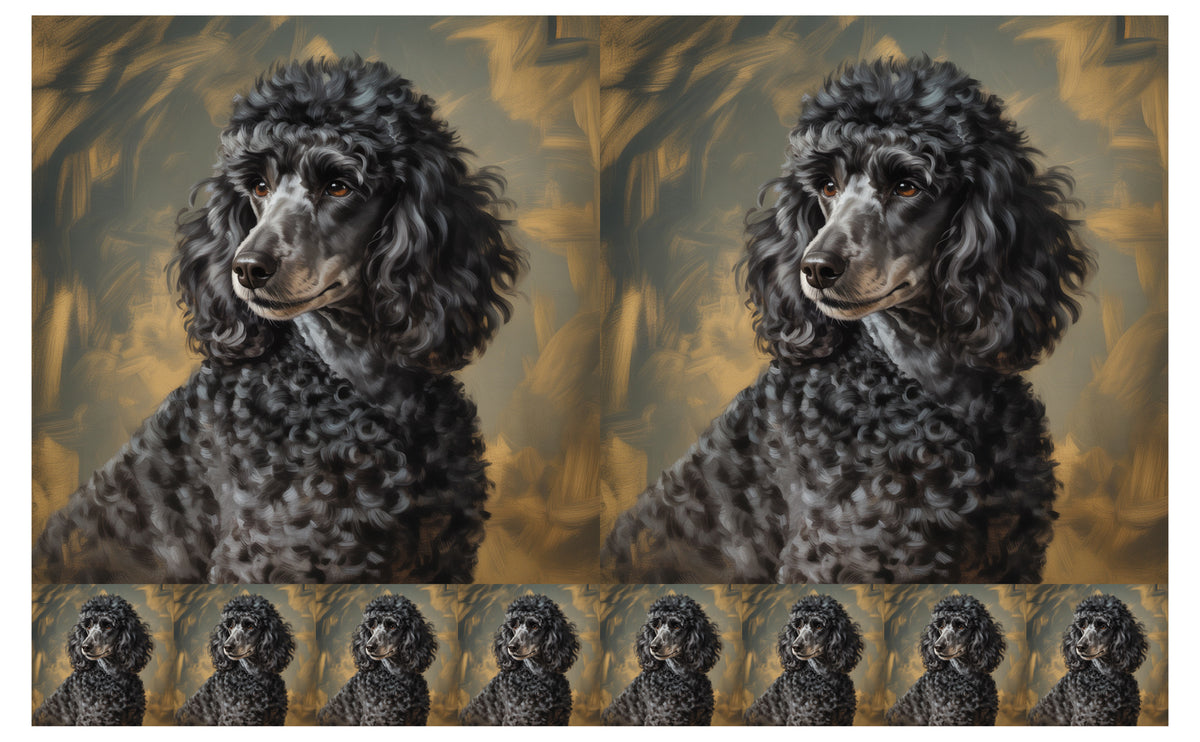 DecoCraft - Scenic Tiles Series - Oil Painting Pets - Poodle - Black