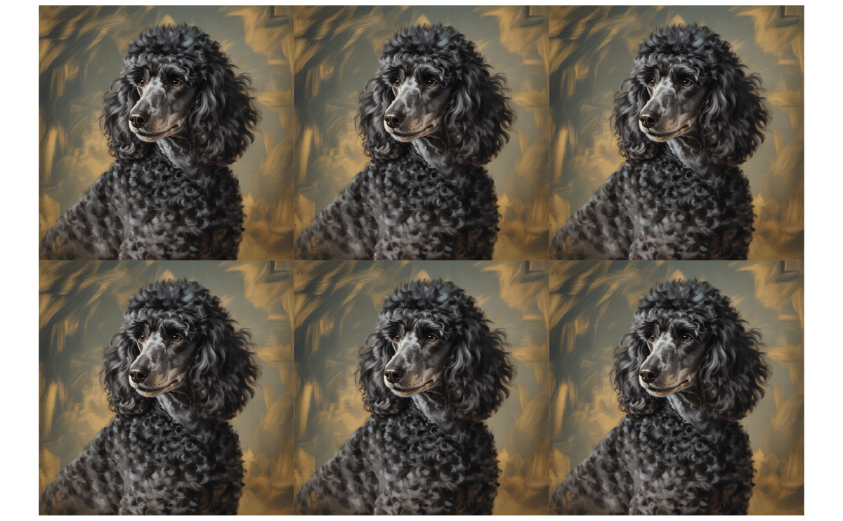 DecoCraft - Scenic Tiles Series - Oil Painting Pets - Poodle - Black