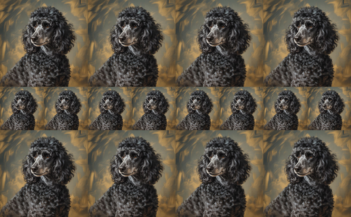 DecoCraft - Scenic Tiles Series - Oil Painting Pets - Poodle - Black