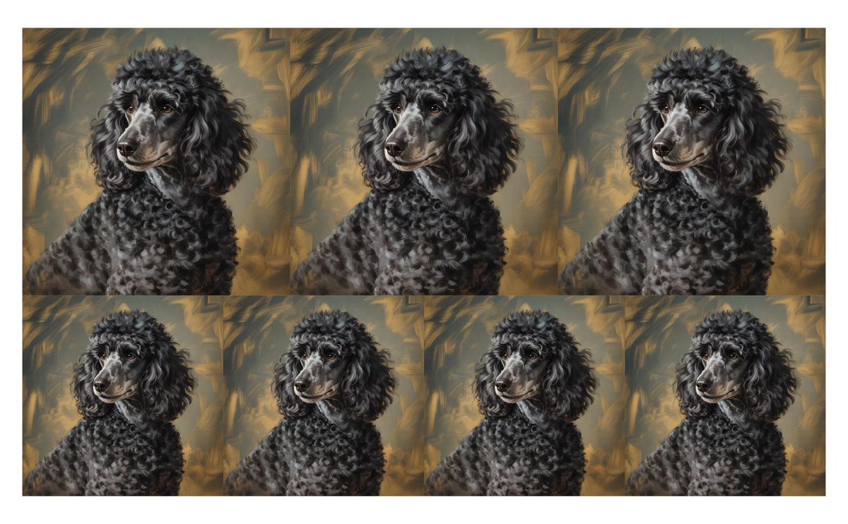 DecoCraft - Scenic Tiles Series - Oil Painting Pets - Poodle - Black