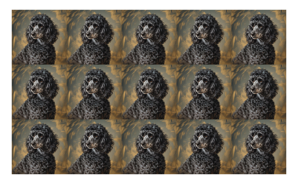 DecoCraft - Scenic Tiles Series - Oil Painting Pets - Poodle - Black