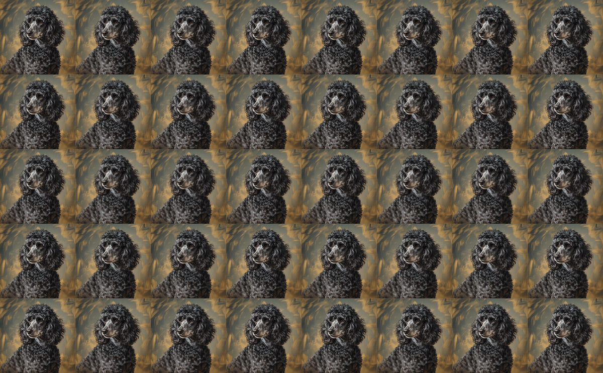 DecoCraft - Scenic Tiles Series - Oil Painting Pets - Poodle - Black