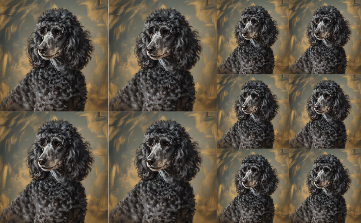 DecoCraft - Scenic Tiles Series - Oil Painting Pets - Poodle - Black